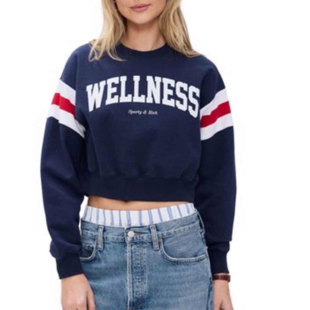 NWT Sporty & Rich Wellness Ivy Rugby Crewneck Sweatshirt